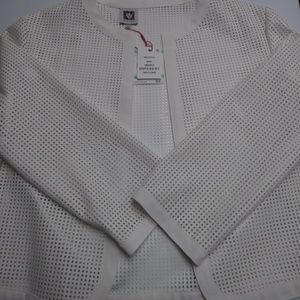 Anne Klein Womens White Floral Mesh Cardigan: Sz-8